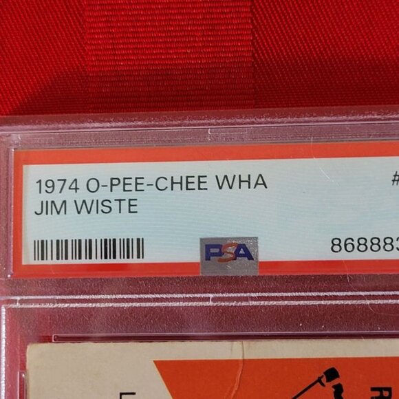 GRADED AND SEALED, 1974 O PEE CHEE, W.H.A., JIM WISTE INDIANA RACERS HOCKEY CARD - Picture 2 of 3